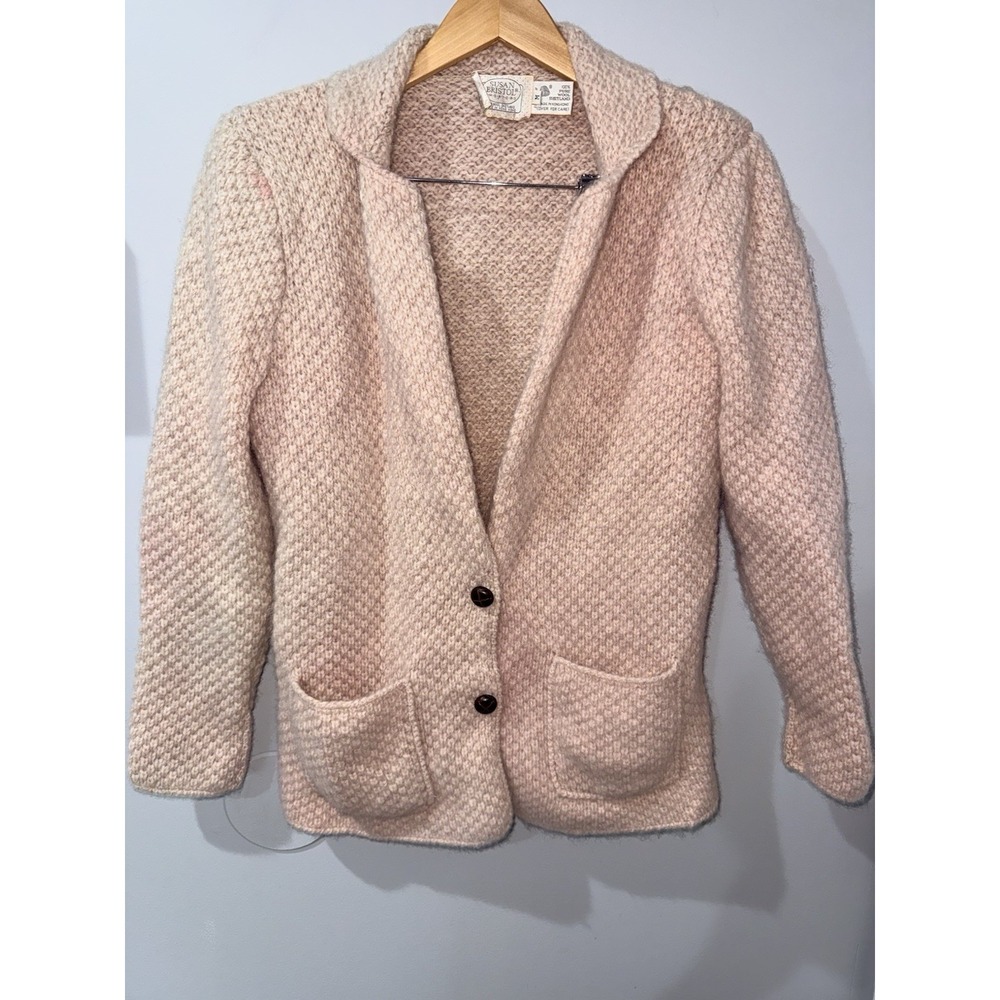 Susan Bristol Womens 100% Wool Pink Hue Cardigan Sweater Size L